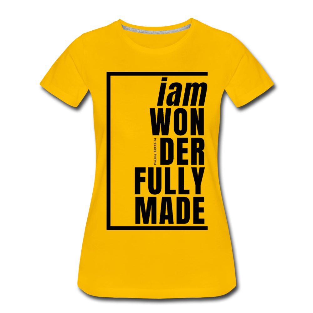 Wonderfully Made / Perfectly Basic Women’s Tee / Black Graphic - sun yellow