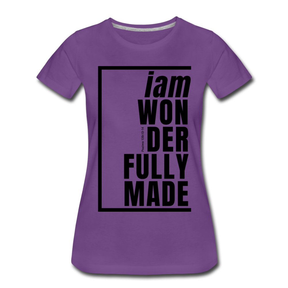 Wonderfully Made / Perfectly Basic Women’s Tee / Black Graphic - purple