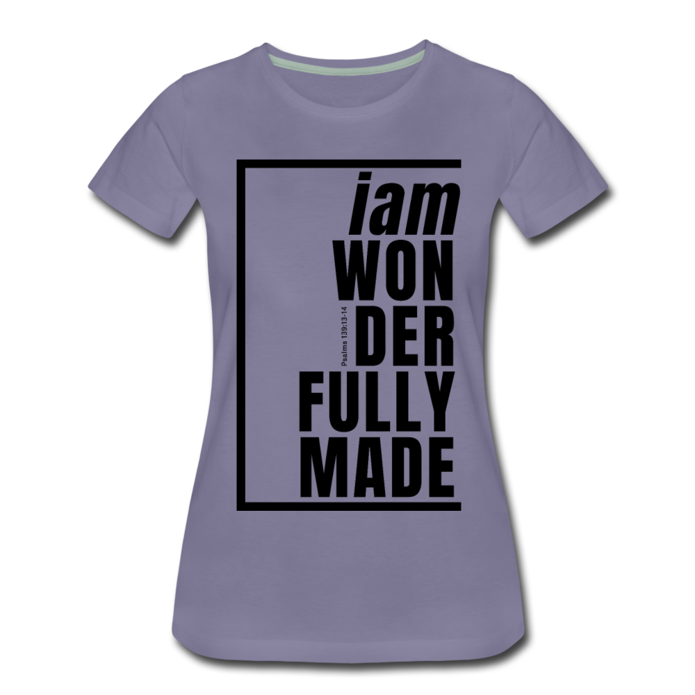 Wonderfully Made / Perfectly Basic Women’s Tee / Black Graphic - washed violet