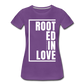 Rooted in Love / Perfectly Basic Women’s Tee / White Graphic - purple