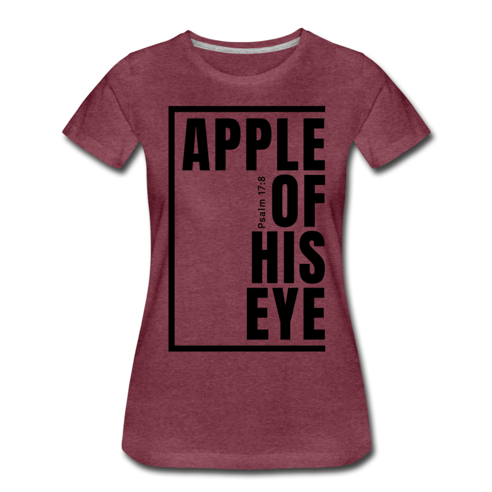 Apple of His Eye / Perfectly Basic Women’s Tee / Black Graphic - heather burgundy