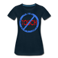 Don't Touch / Perfectly Basic Women's Tee / Blue & Red Distressed - deep navy