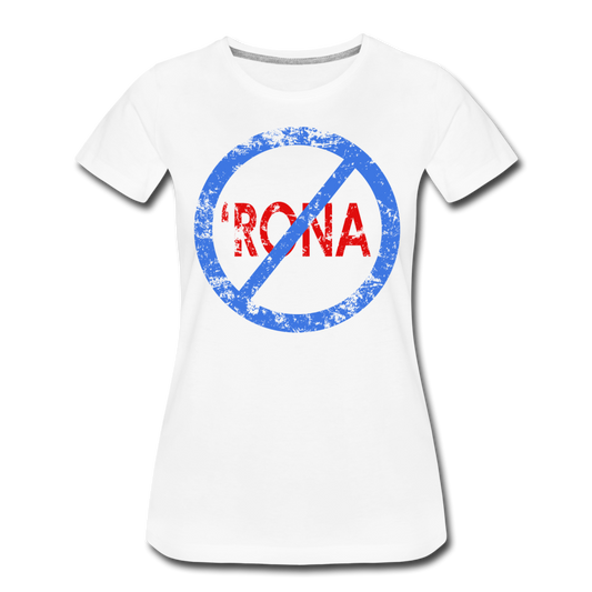No 'Rona / Perfectly Basic Women's Tee / Blue & Red Distressed - white