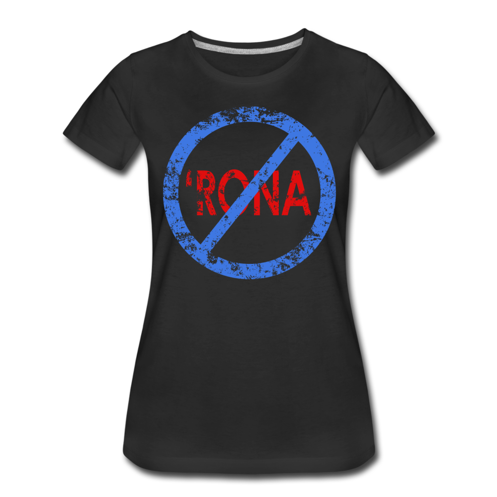 No 'Rona / Perfectly Basic Women's Tee / Blue & Red Distressed - black