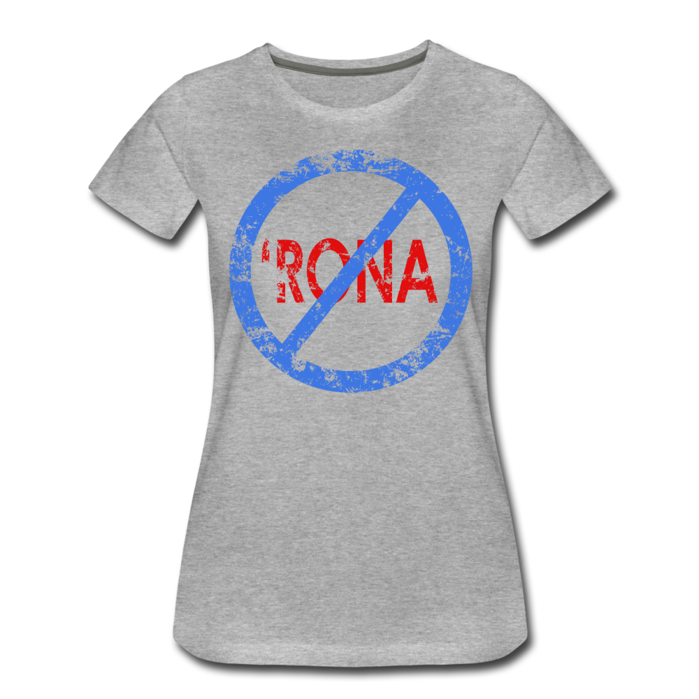 No 'Rona / Perfectly Basic Women's Tee / Blue & Red Distressed - heather gray