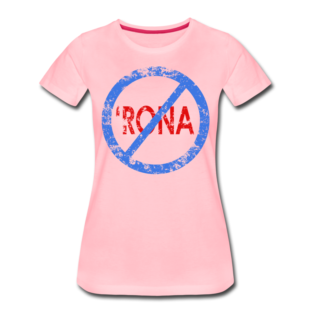 No 'Rona / Perfectly Basic Women's Tee / Blue & Red Distressed - pink