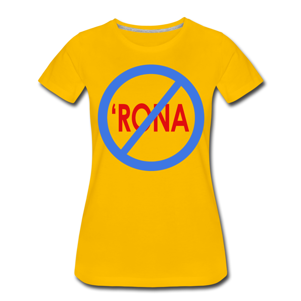 No 'Rona / Perfectly Basic Women's Tee / Blue & Red Clean - sun yellow