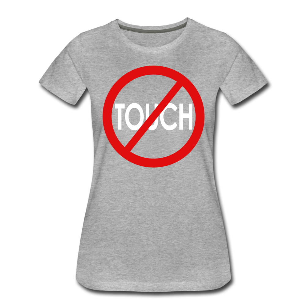 Don't Touch / Perfectly Basic Women's Tee / Red & White - heather gray