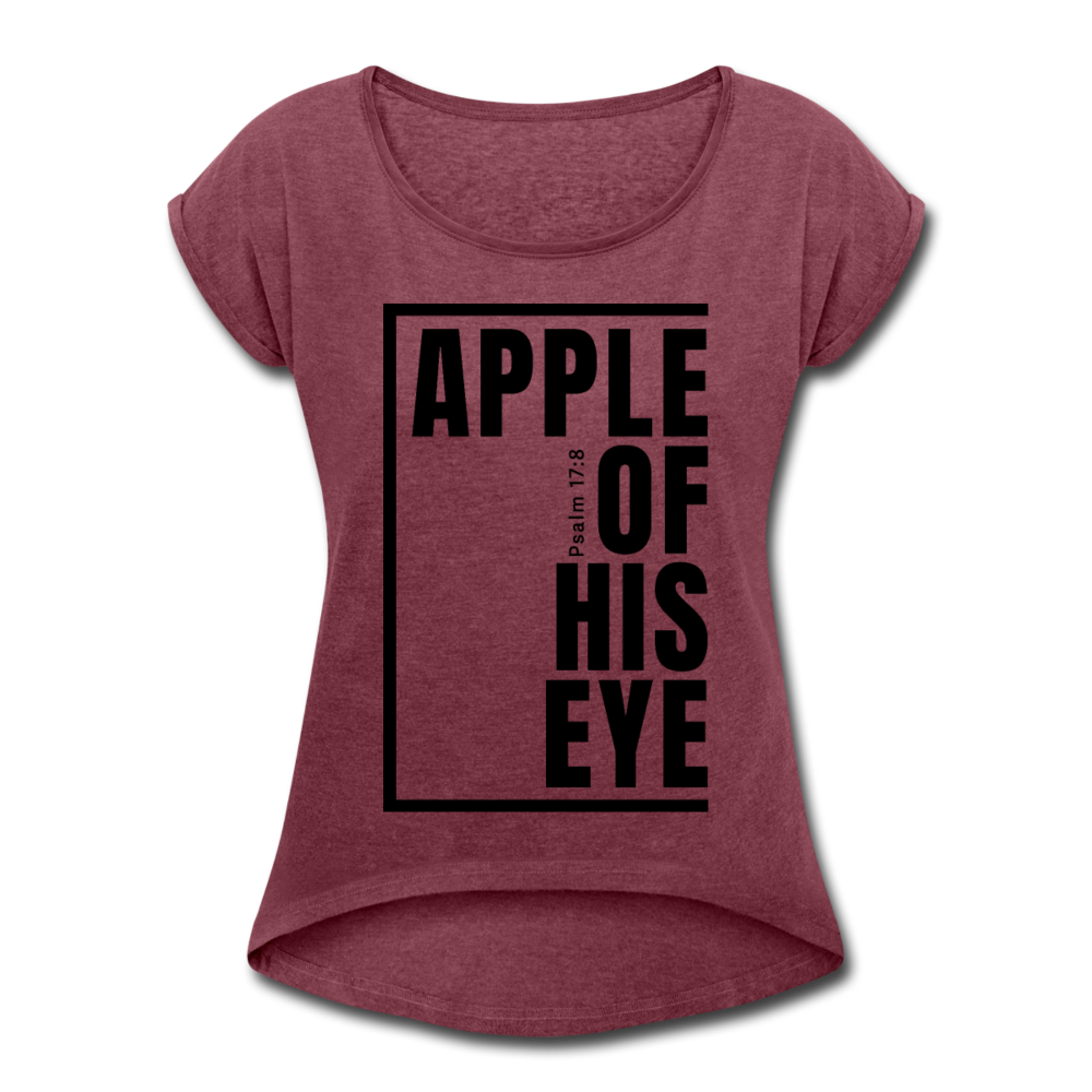 Apple of His Eye / Women’s Tennis Tail Tee / Black - heather burgundy