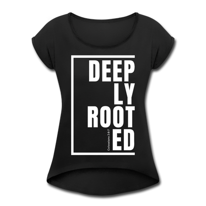 Deeply Rooted / Women’s Tennis Tail Tee / White - black