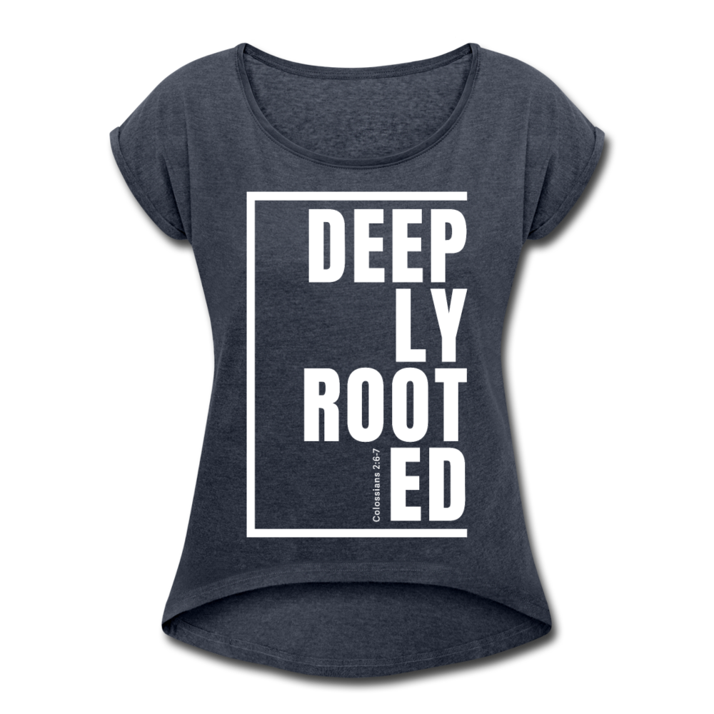 Deeply Rooted / Women’s Tennis Tail Tee / White - navy heather