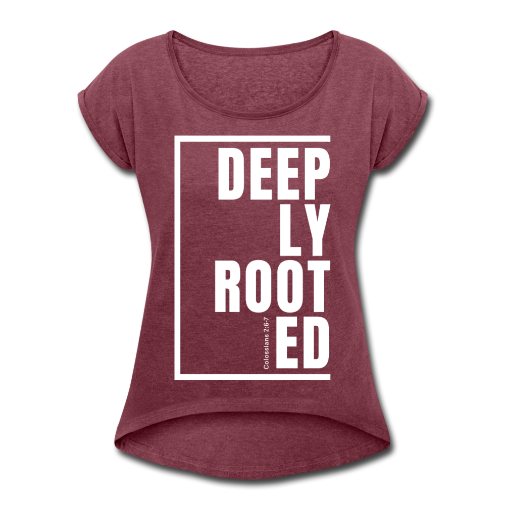 Deeply Rooted / Women’s Tennis Tail Tee / White - heather burgundy