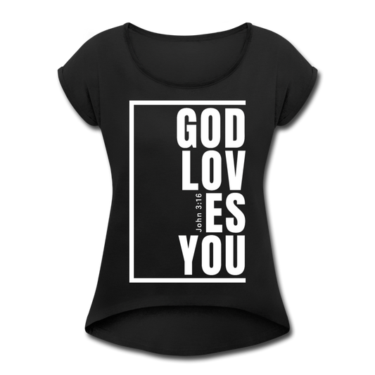 God Loves You / Women’s Tennis Tail Tee / White - black