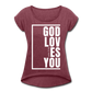God Loves You / Women’s Tennis Tail Tee / White - heather burgundy