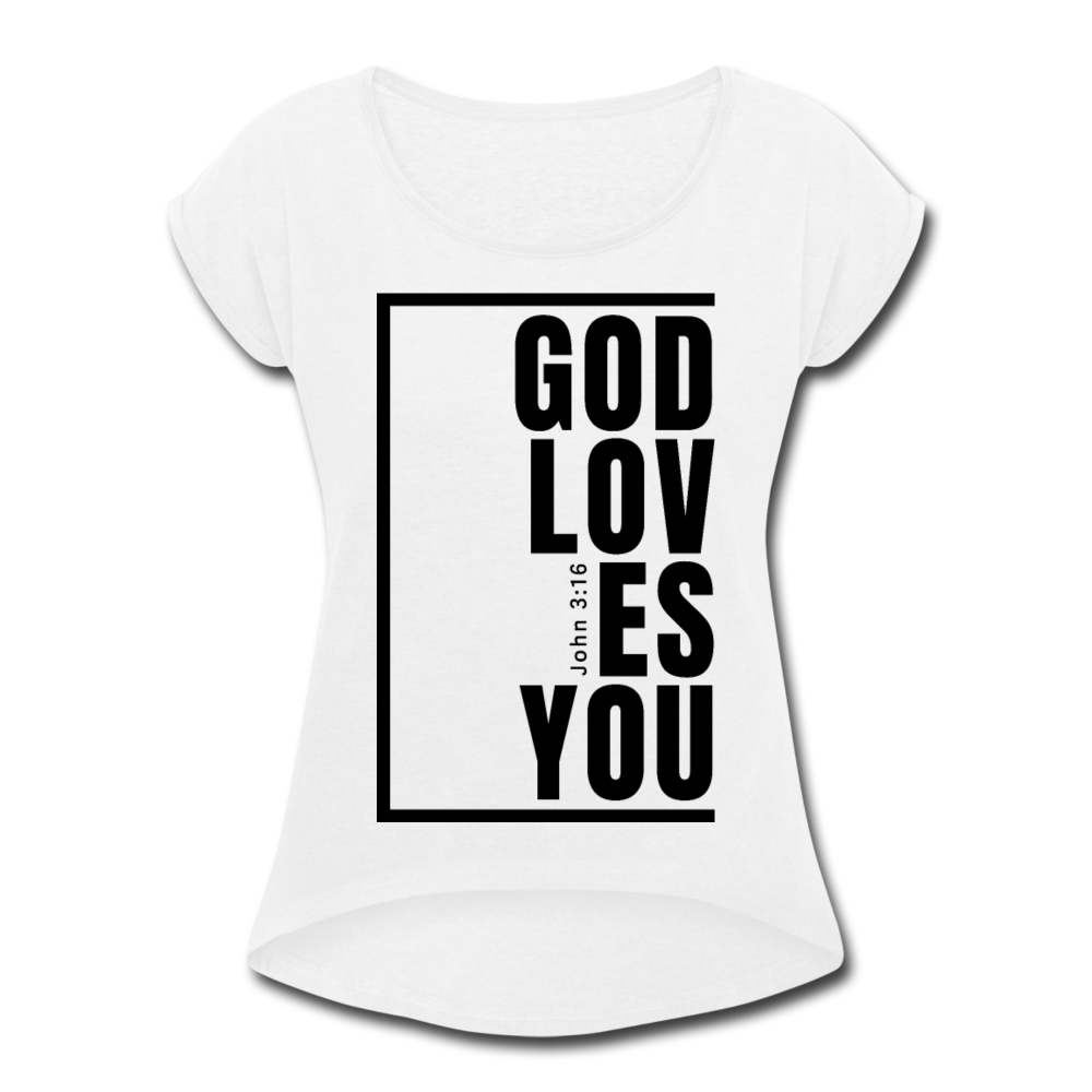 God Loves You / Women’s Tennis Tail Tee / Black - white