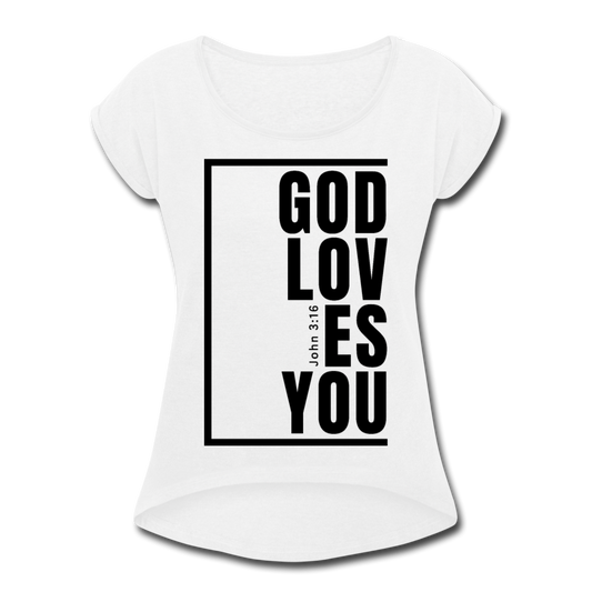 God Loves You / Women’s Tennis Tail Tee / Black - white