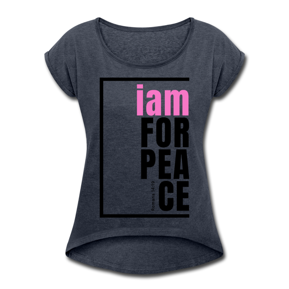 Peace, i am for / Women's Softstyle Tee / Pink & Black - navy heather