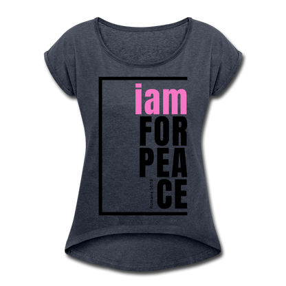 Peace, i am for / Women's Softstyle Tee / Pink & Black - navy heather