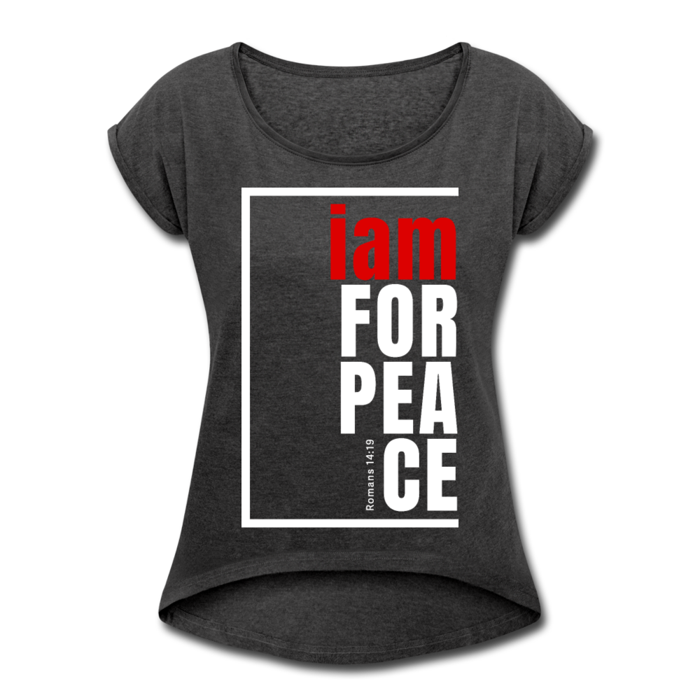 Peace, i am for / Women’s Tennis Tail Tee / Red & White - heather black