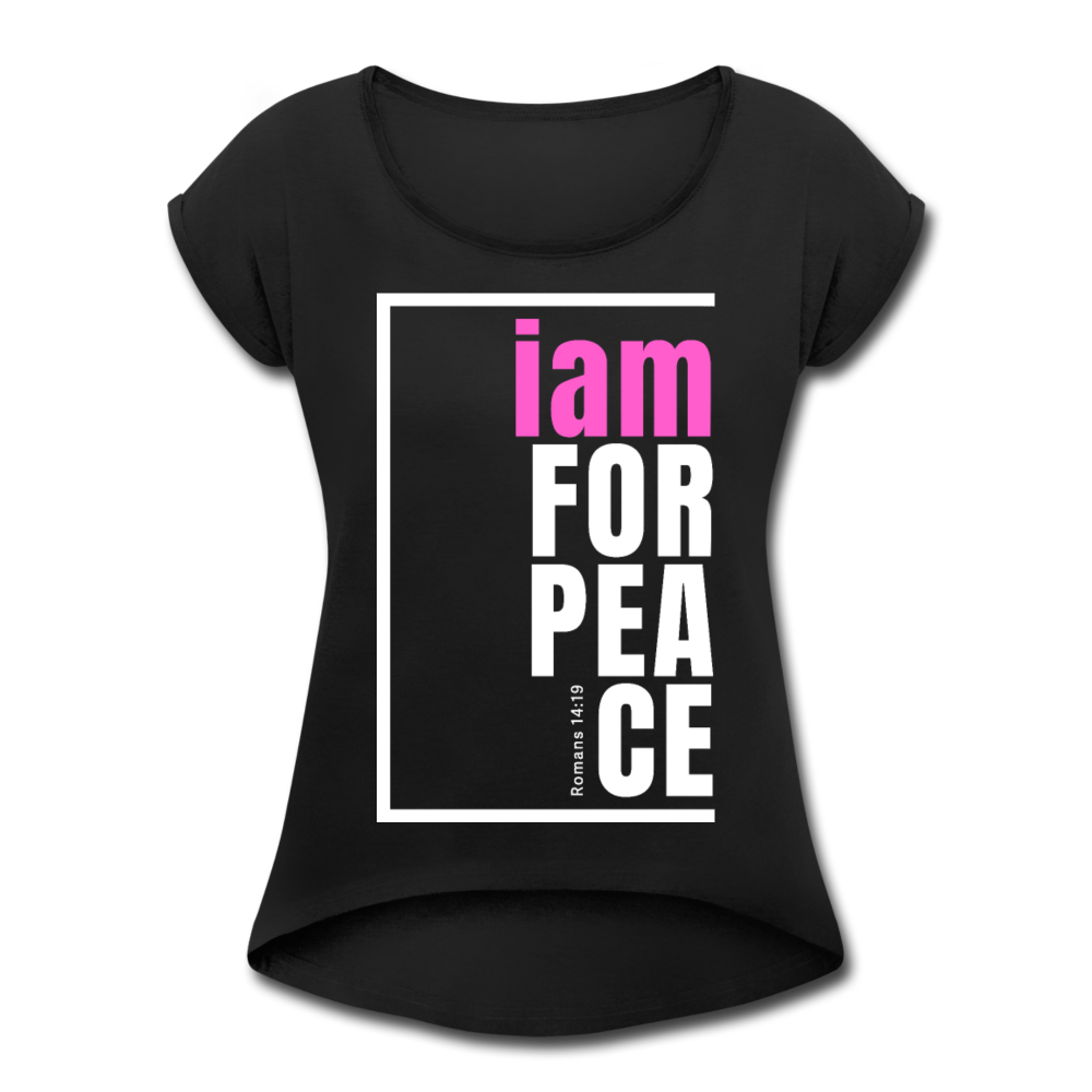 Peace, i am for / Women’s Tennis Tail Tee / Pink & White - black