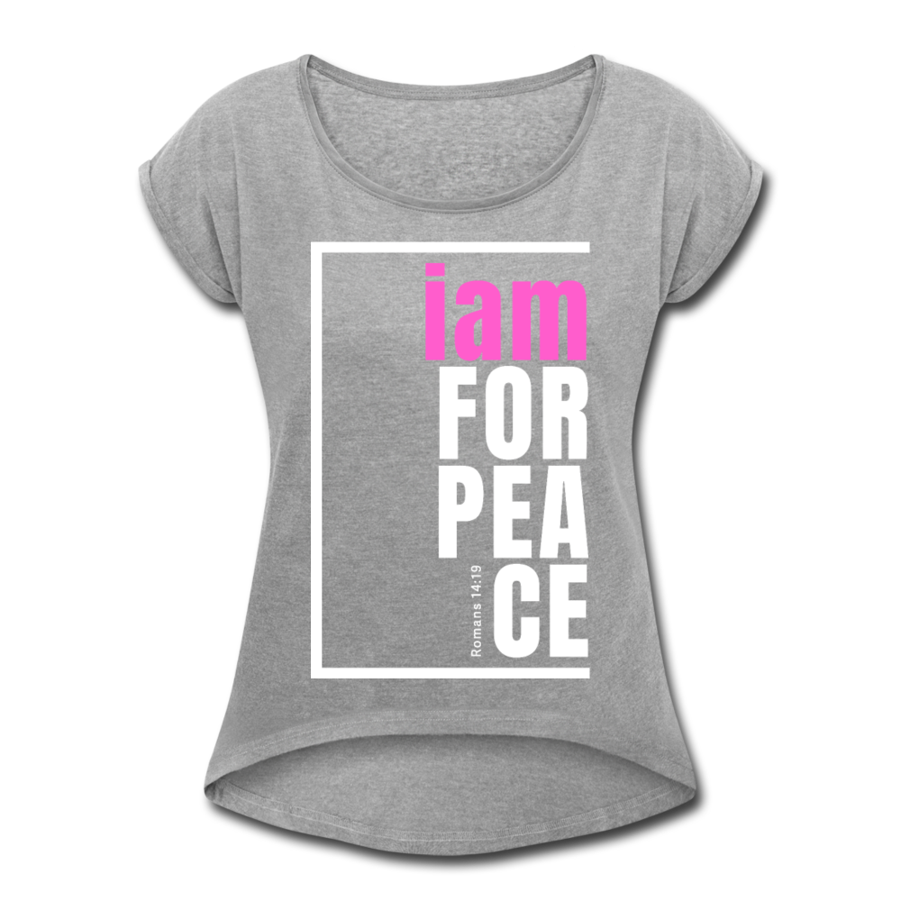 Peace, i am for / Women’s Tennis Tail Tee / Pink & White - heather gray