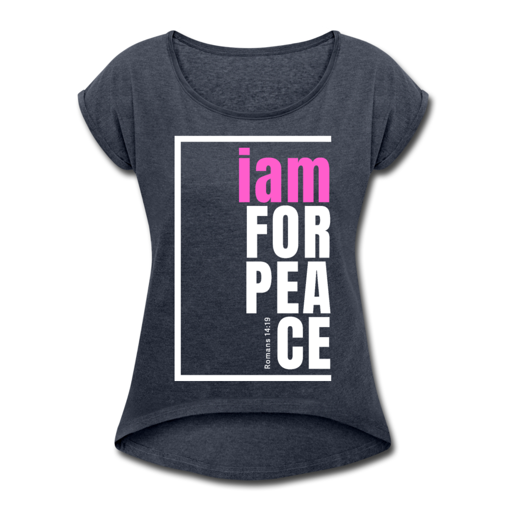 Peace, i am for / Women’s Tennis Tail Tee / Pink & White - navy heather