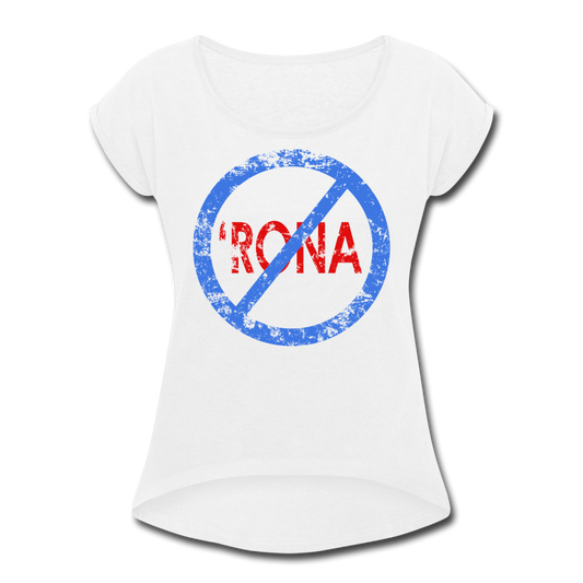 No "Rona / Women’s Tennis Tail Tee / Blue & Red Distressed - white
