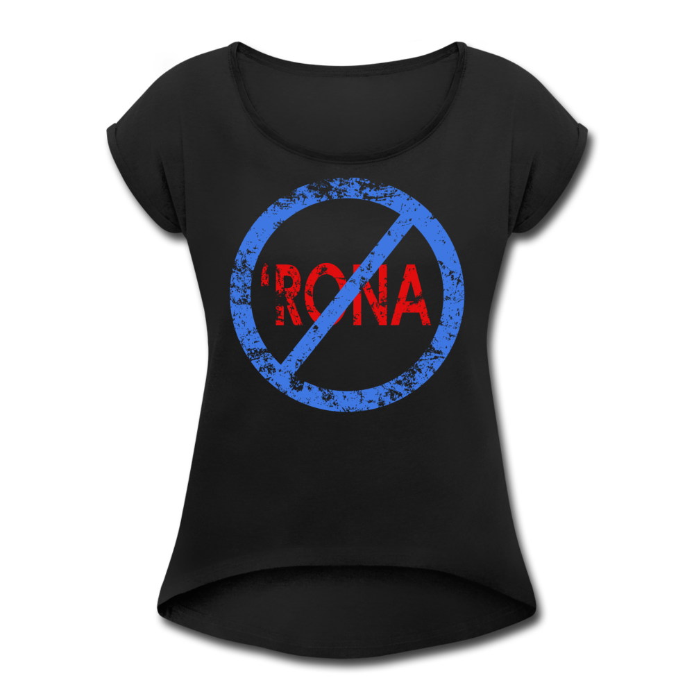 No "Rona / Women’s Tennis Tail Tee / Blue & Red Distressed - black