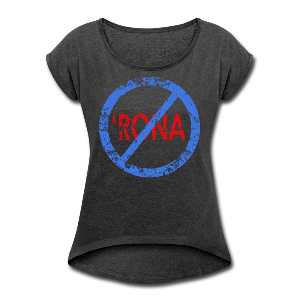 No "Rona / Women’s Tennis Tail Tee / Blue & Red Distressed - heather black