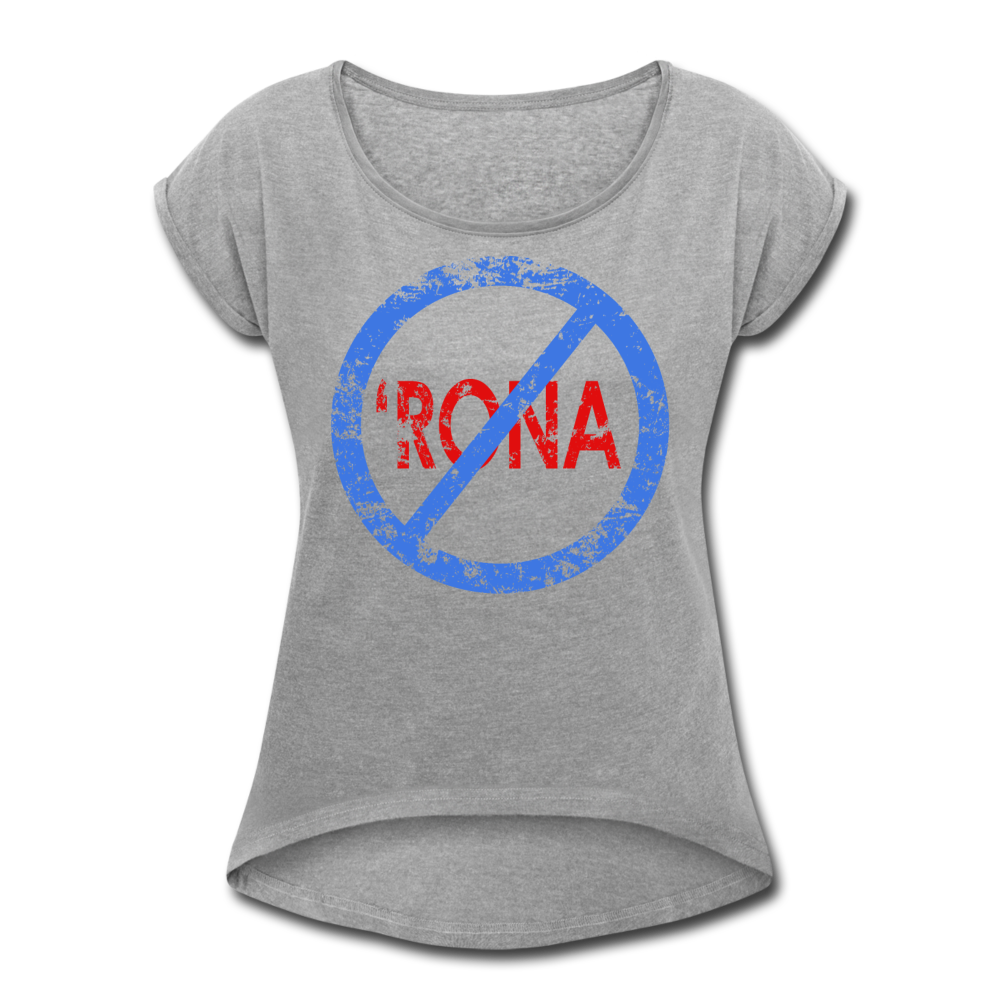 No "Rona / Women’s Tennis Tail Tee / Blue & Red Distressed - heather gray