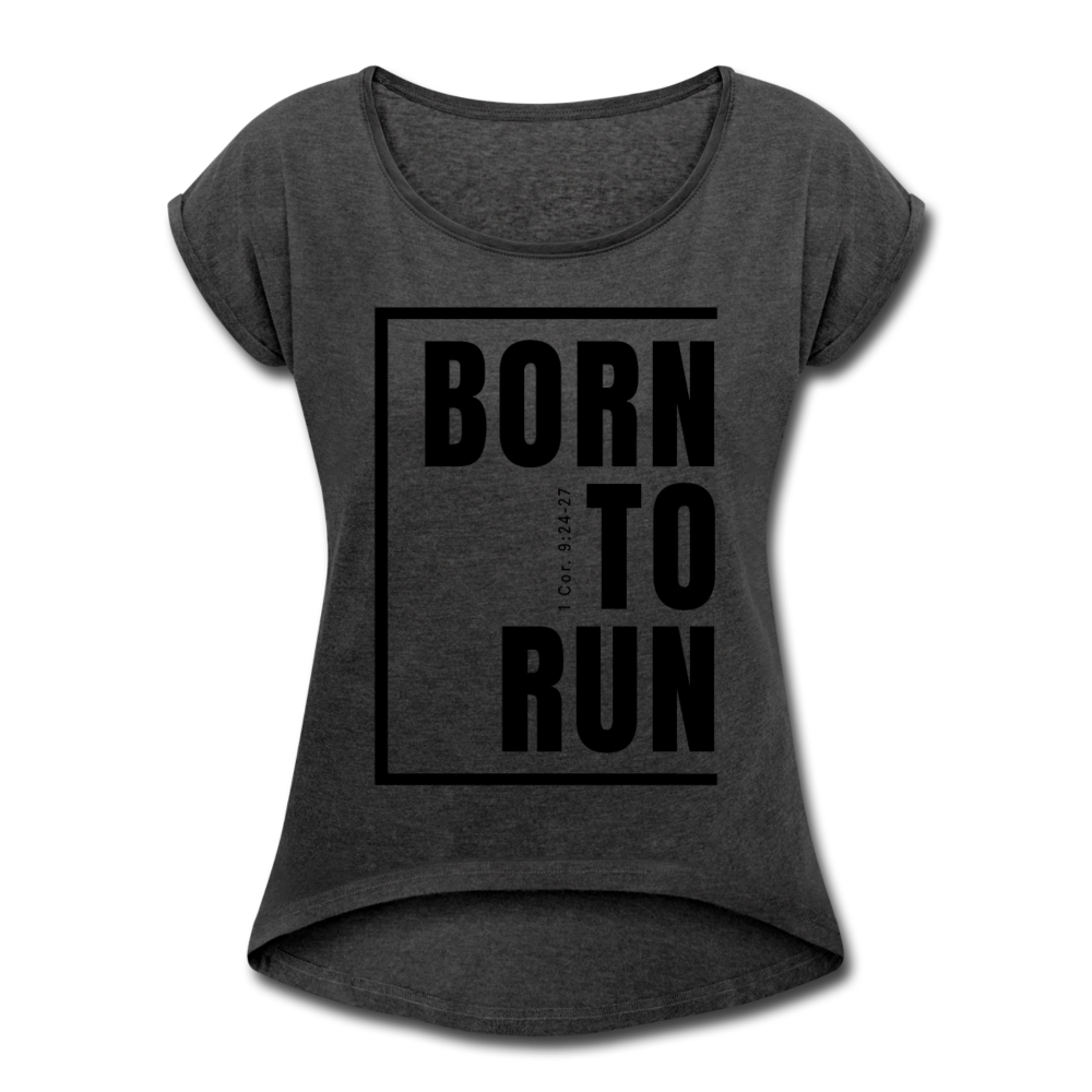 Born to Run / Women’s Tennis Tail Tee / Black - heather black