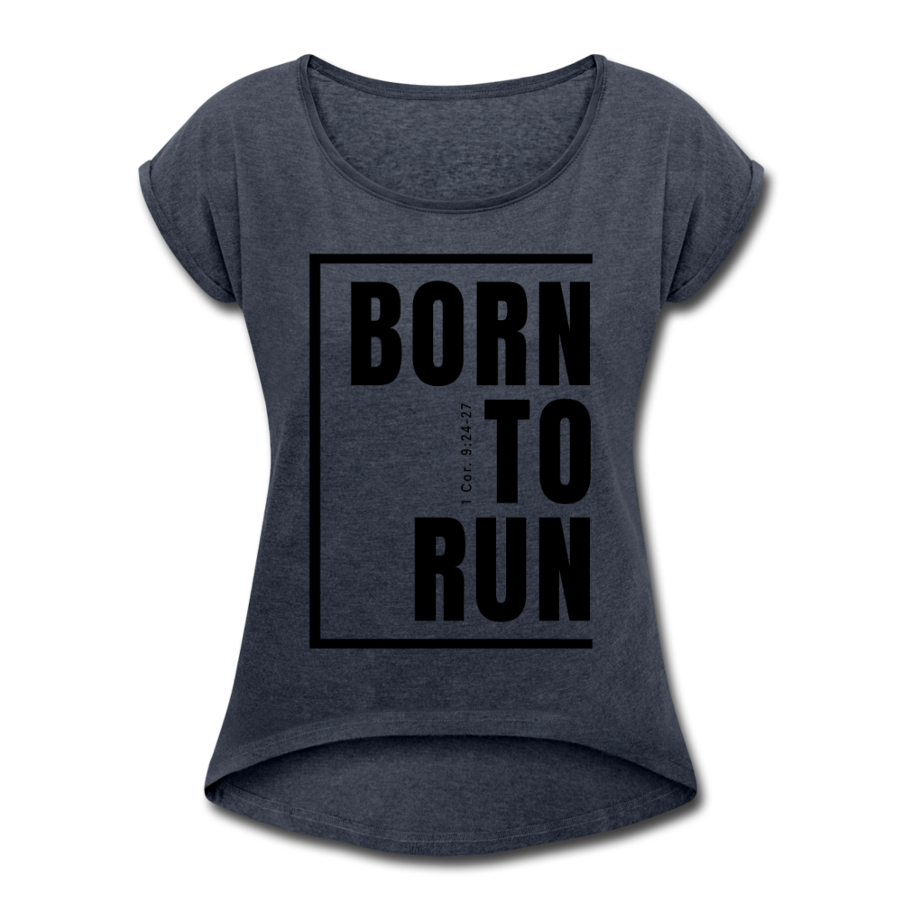 Born to Run / Women’s Tennis Tail Tee / Black - navy heather