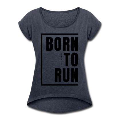 Born to Run / Women’s Tennis Tail Tee / Black - navy heather