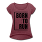 Born to Run / Women’s Tennis Tail Tee / Black - heather burgundy