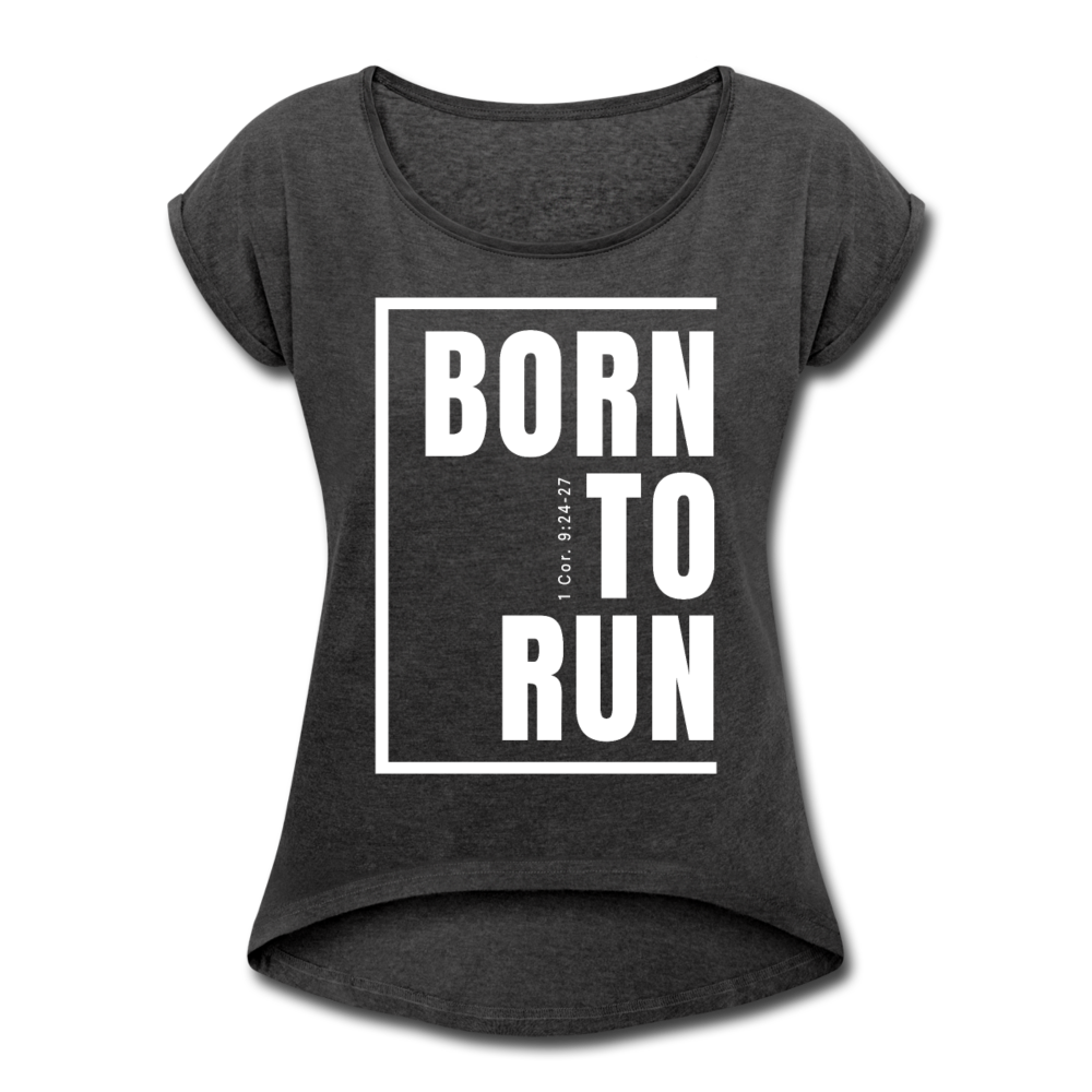 Born to Run / Women’s Tennis Tail Tee / White - heather black