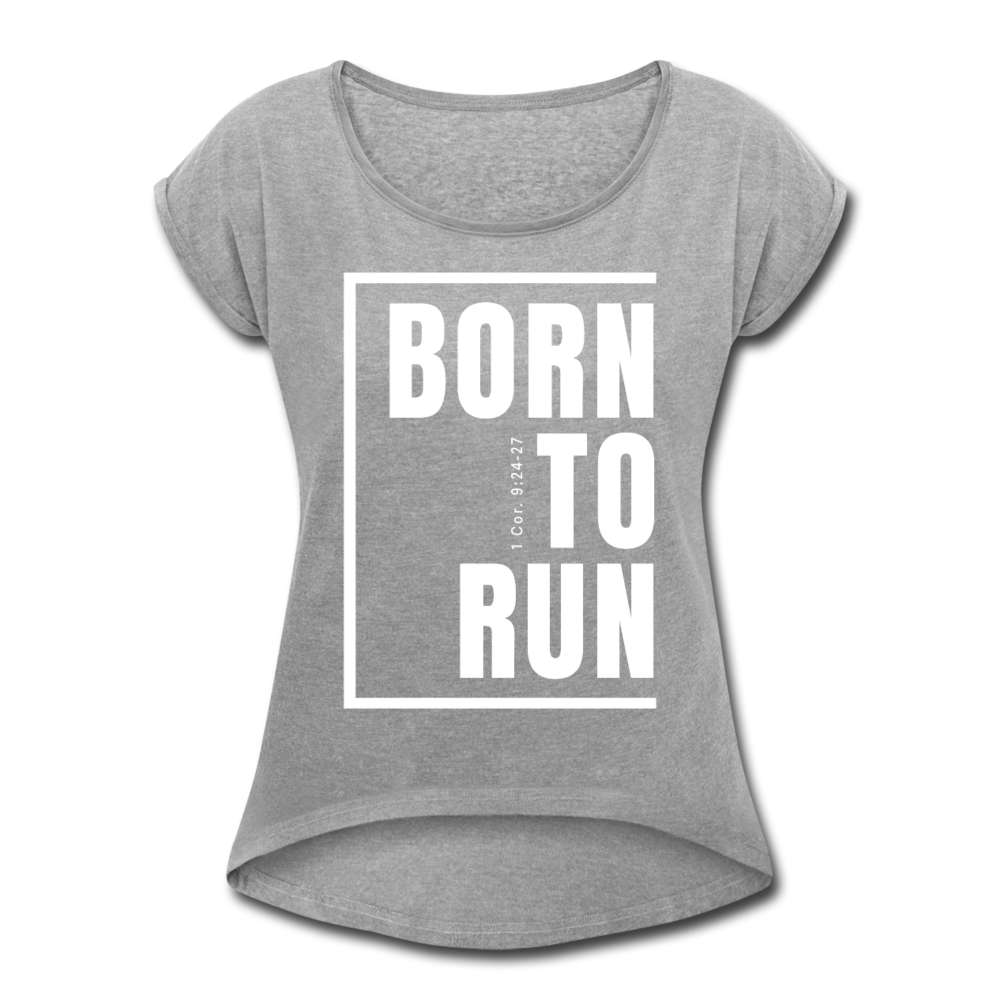 Born to Run / Women’s Tennis Tail Tee / White - heather gray