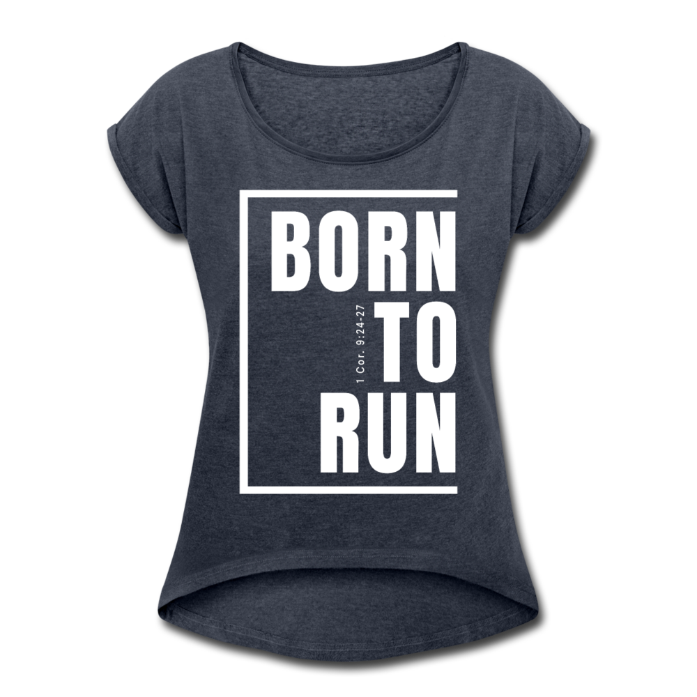 Born to Run / Women’s Tennis Tail Tee / White - navy heather