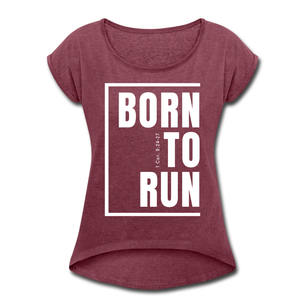 Born to Run / Women’s Tennis Tail Tee / White - heather burgundy