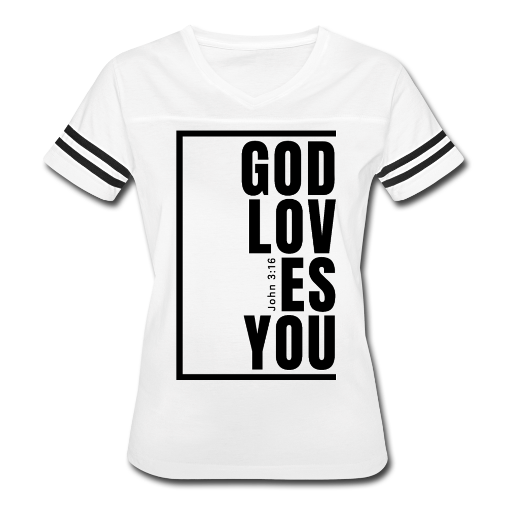 God Loves You / Perfectly Basic Women’s Tee / Black - white/black