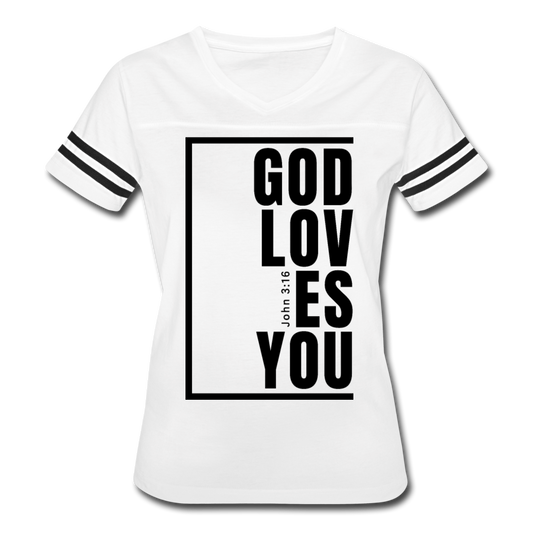God Loves You / Perfectly Basic Women’s Tee / Black - white/black
