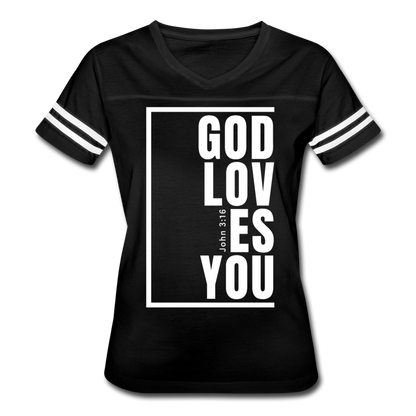 God Loves You / Women's Vintage Sport / White - black/white