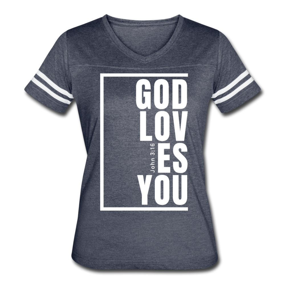 God Loves You / Women's Vintage Sport / White - vintage navy/white