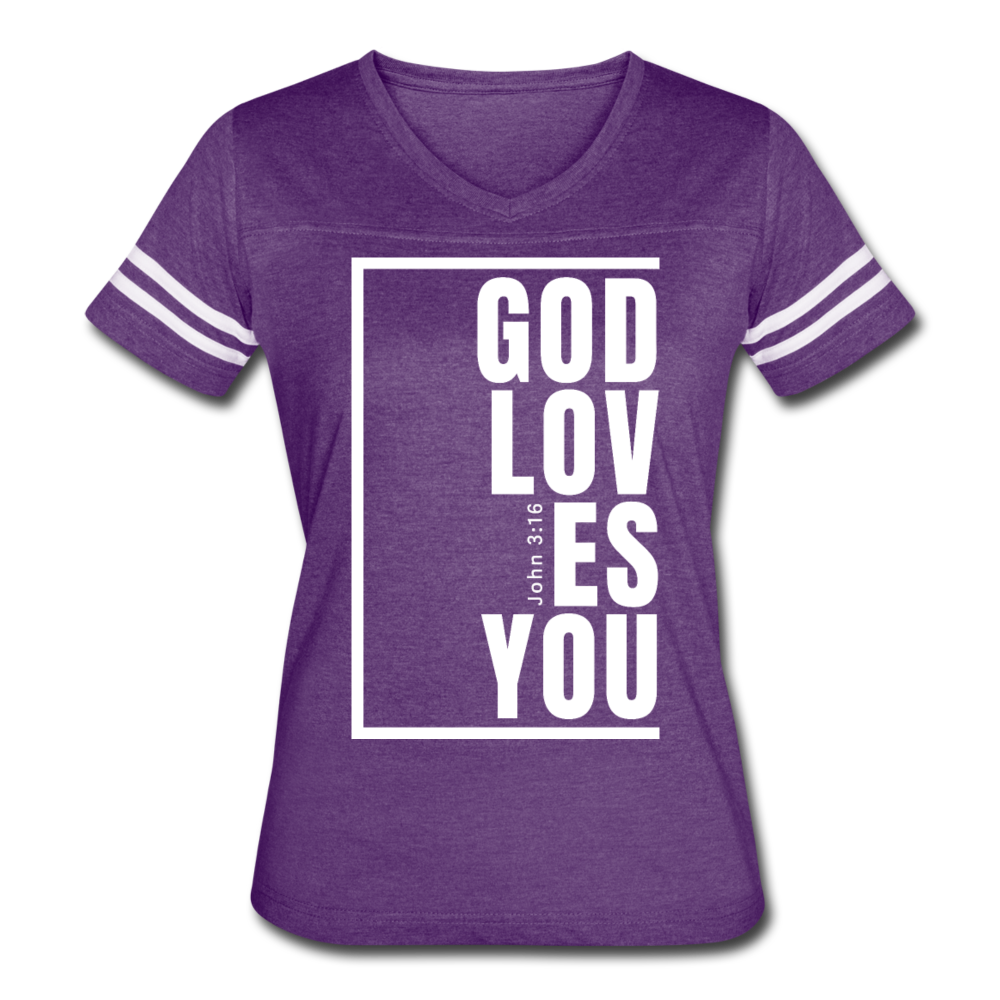 God Loves You / Women's Vintage Sport / White - vintage purple/white