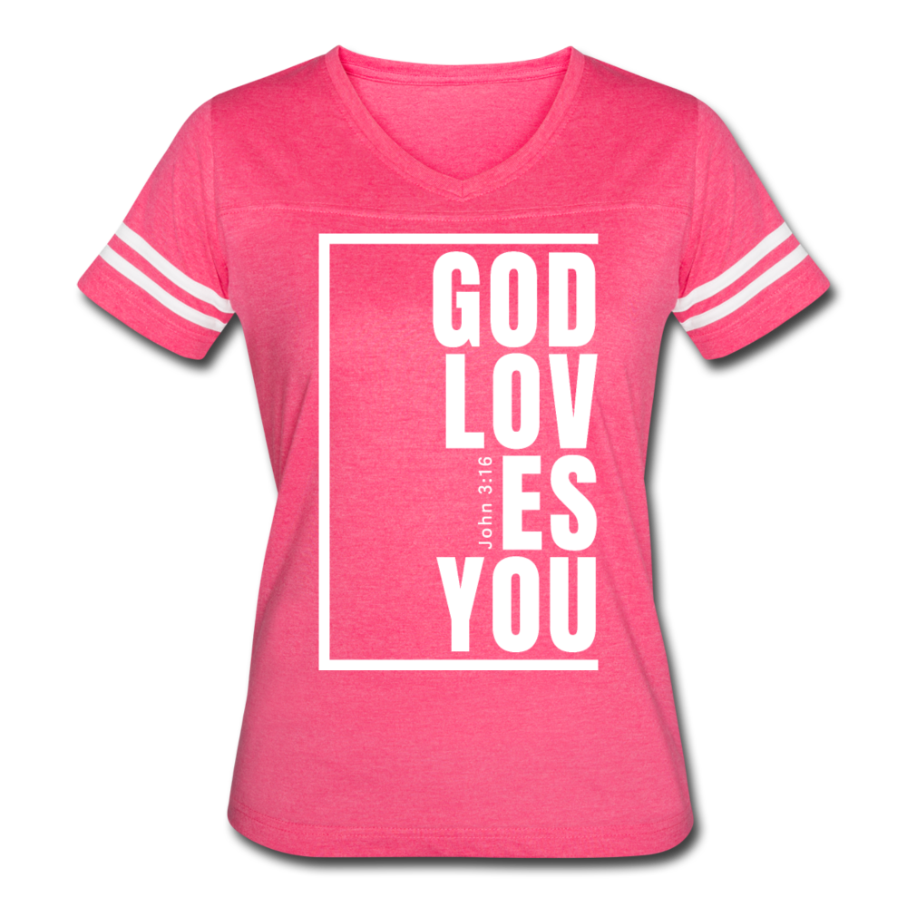 God Loves You / Women's Vintage Sport / White - vintage pink/white
