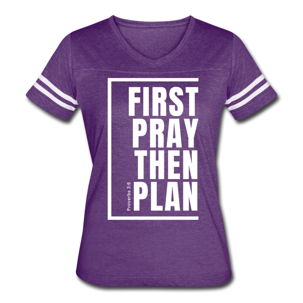 First Pray Then Plan / Women's Vintage Sport / White - vintage purple/white