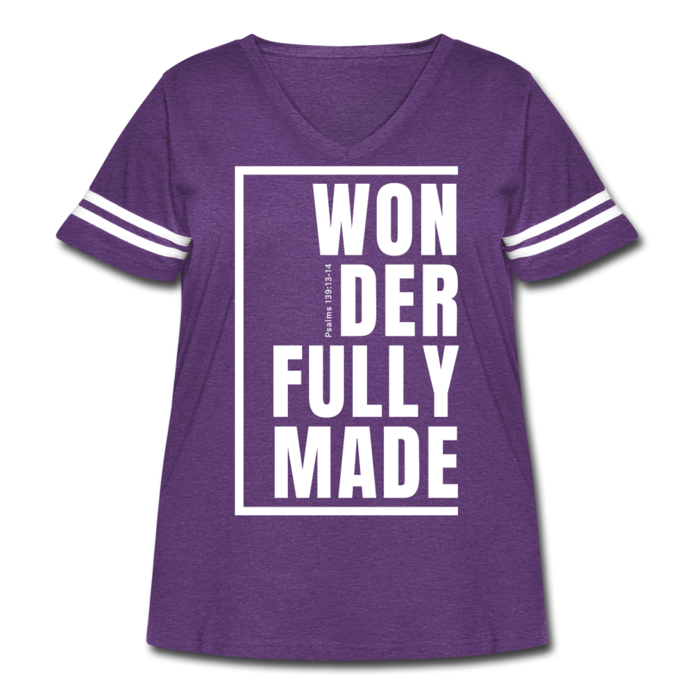 Wonderfully Made / Women's Curvy Vintage Sport Tee / White - vintage purple/white