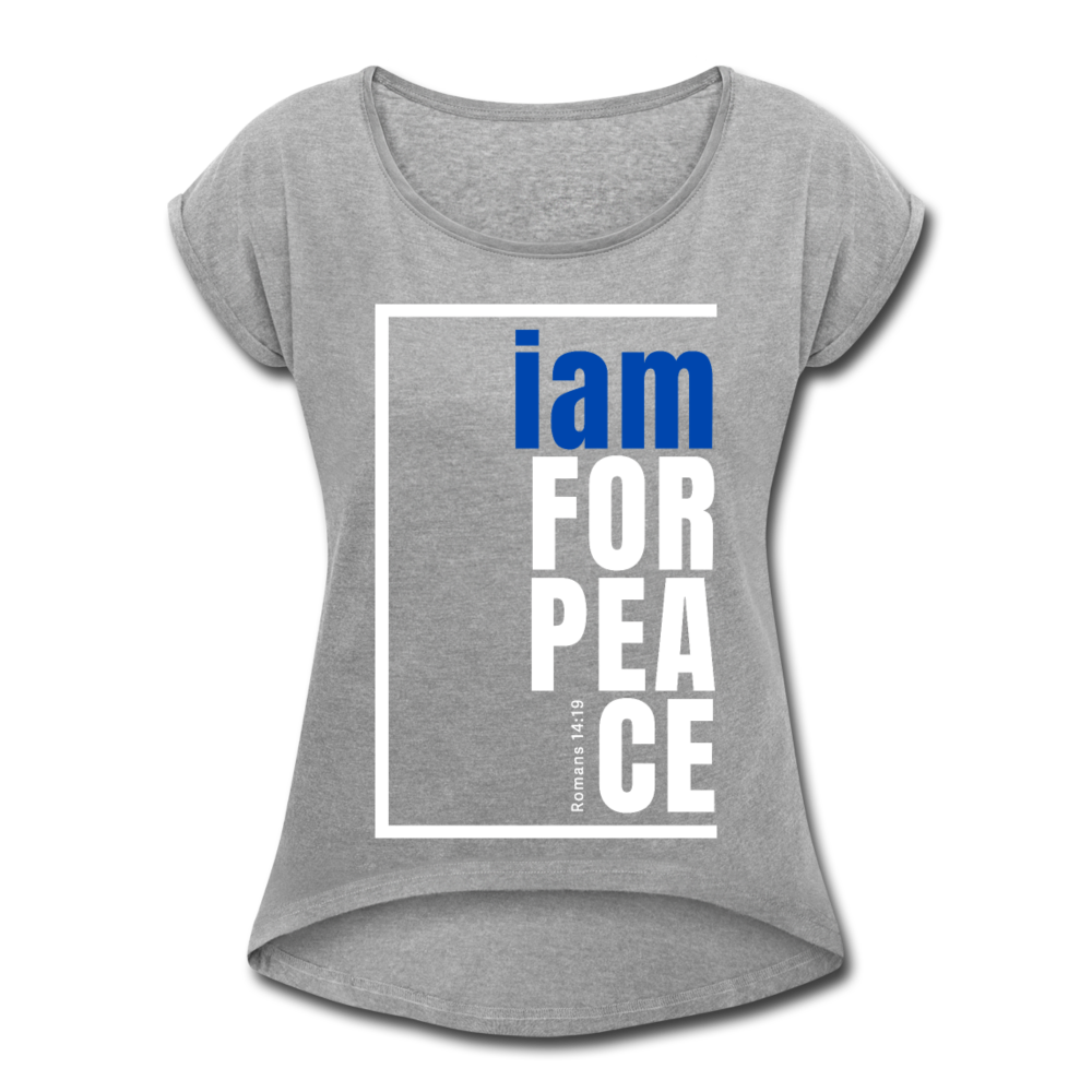 Peace, i am for / Women’s Tennis Tail Tee / Blue & White - heather gray