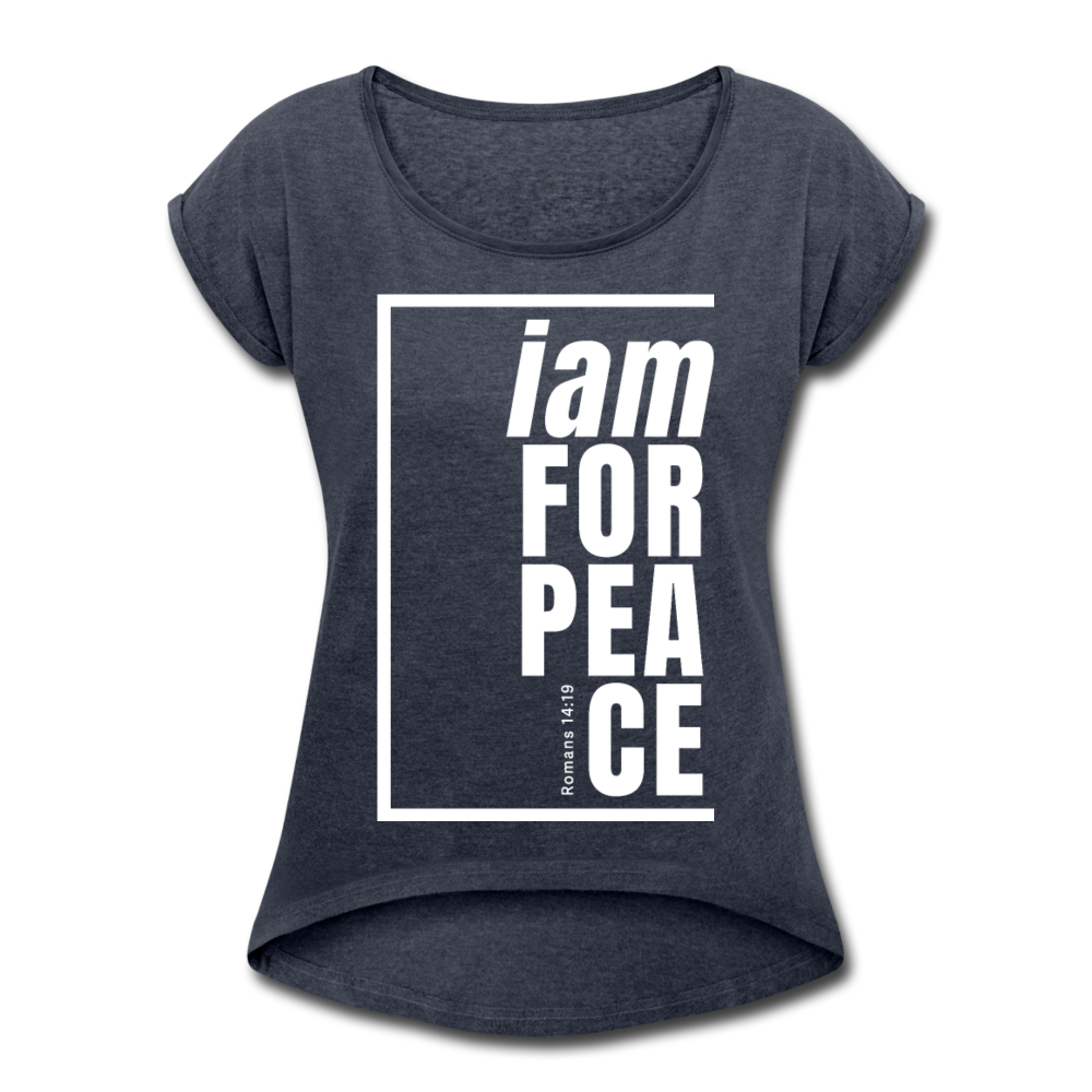 Peace, i am for / Women’s Tennis Tail Tee / White - navy heather