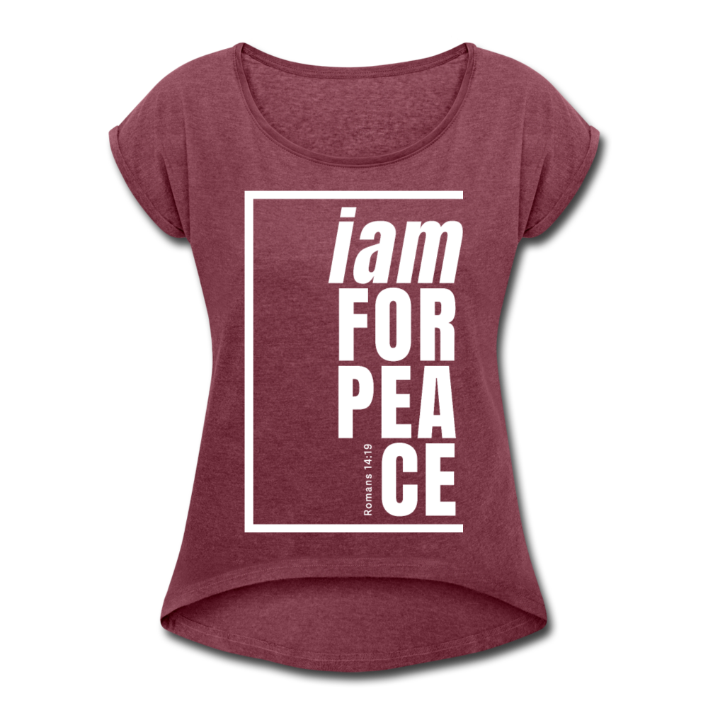 Peace, i am for / Women’s Tennis Tail Tee / White - heather burgundy