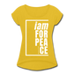 Peace, i am for / Women’s Tennis Tail Tee / White - mustard yellow